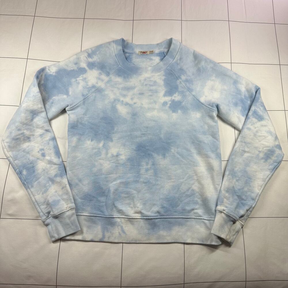 Faherty Sweatshirt Womens XS Blue White Bells Tie Dye Cotton Beach Boho Casual